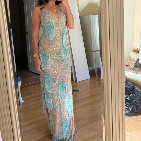 NEW Lara Women's Danika Floral Beaded Sheath Beaded Dress Beaded Fringe Sz 8 - Picture 6 of 8